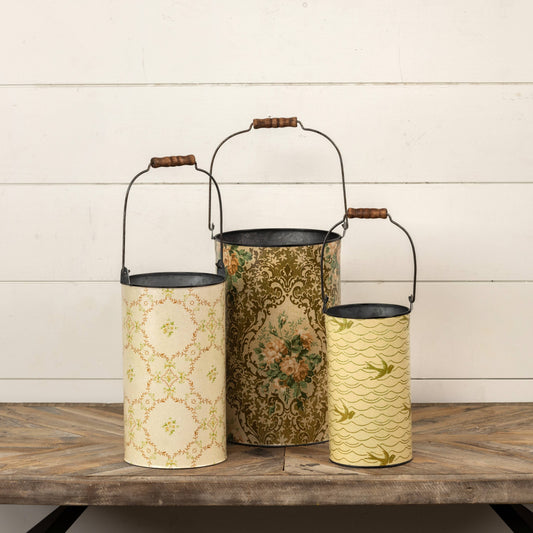 SET/3 TRANQUIL EVENINGS METAL BUCKETS