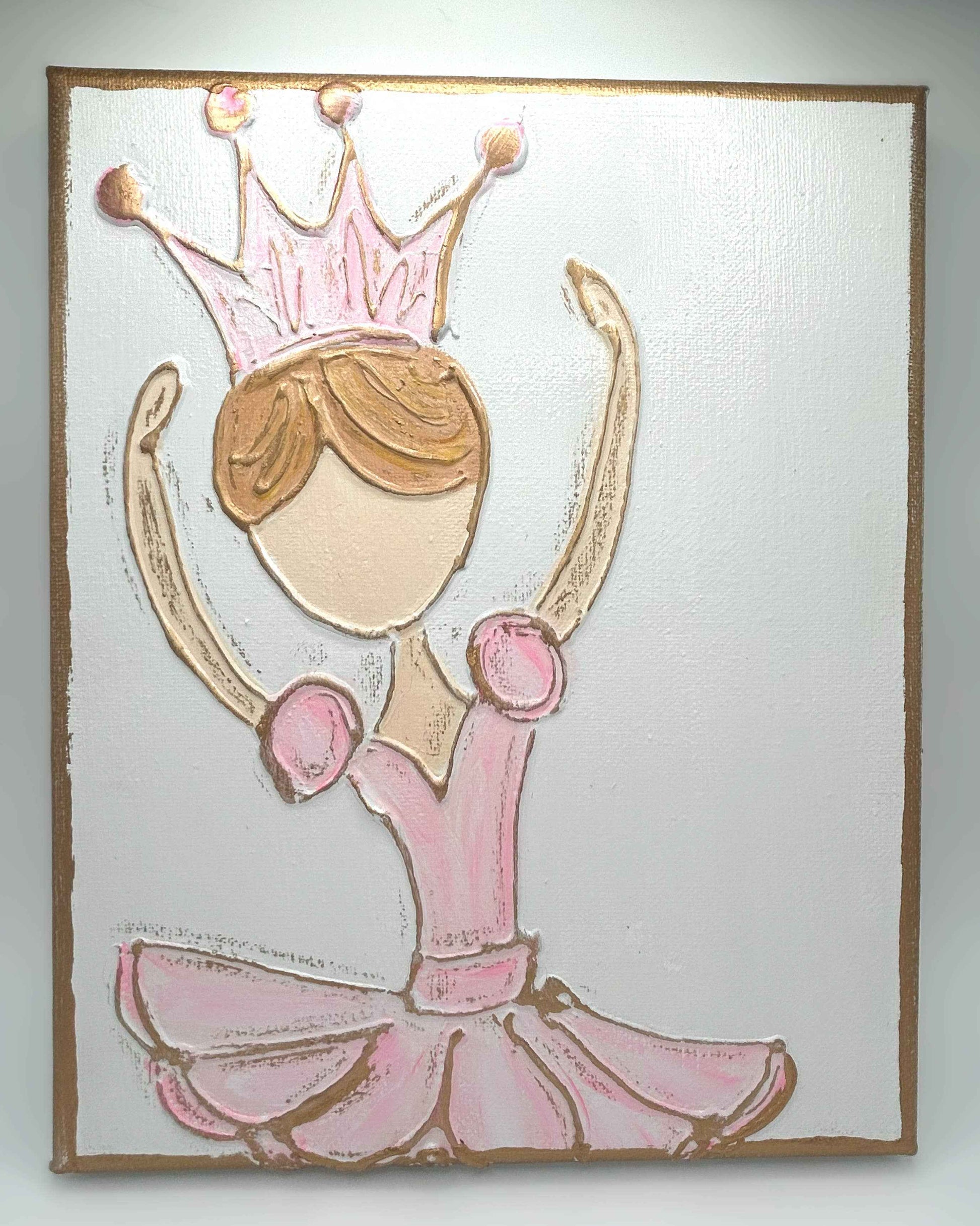 Princess ballerina on canvas | ballet recital tutu dance: Light skin & lt. brown hair