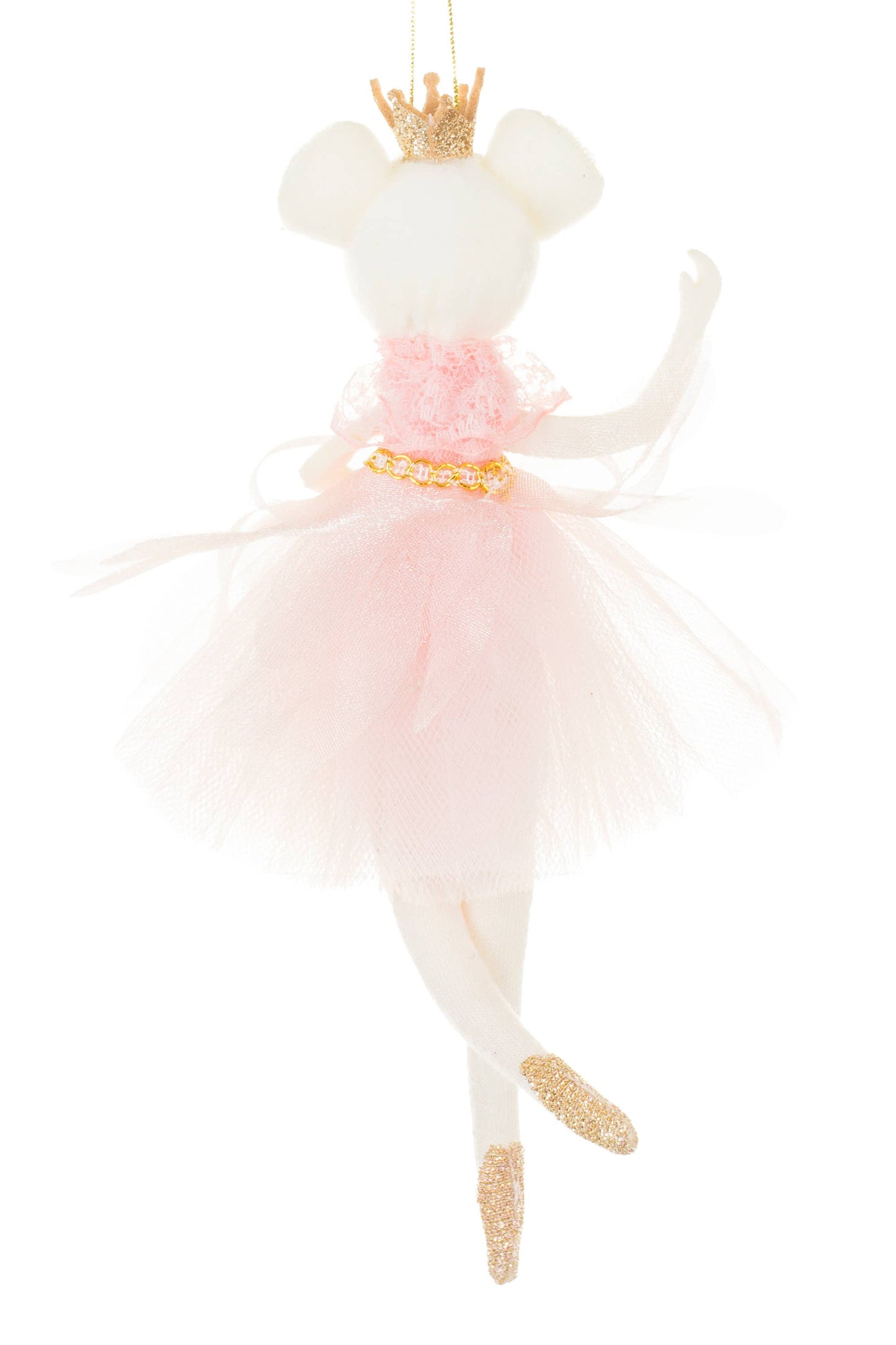 NEW-Pastel Pink Plush Ballerina Princess Mouse Ornament