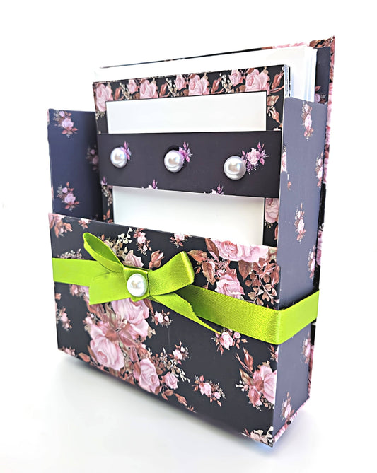 42-Pc Stationery Gift Box Set w/Desk Organizer, Pink & Black
