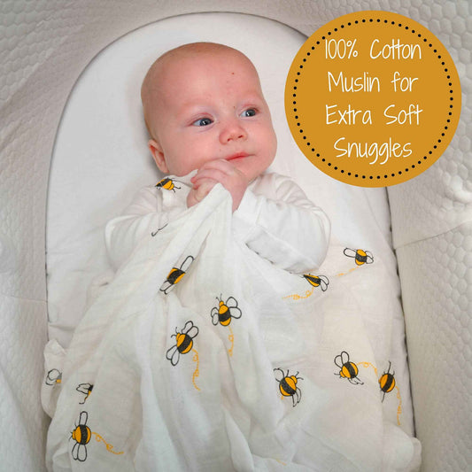 LollyBanks - Bee-utiful Baby Muslin Swaddle Blanket