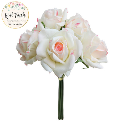 10" Pack of 5 Stems-Moisturized coating Real Touch Rose