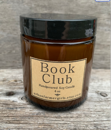 Vela de soja de 4 oz vertida a mano del Club del Libro