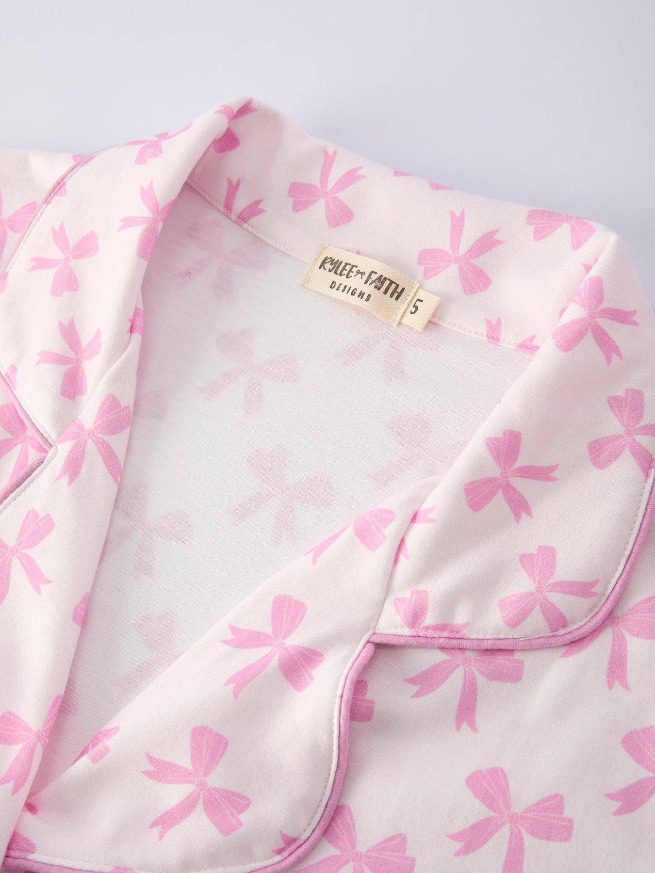Mommy & Me Pink Bow Print Ruffle Pajama Set: 4Y