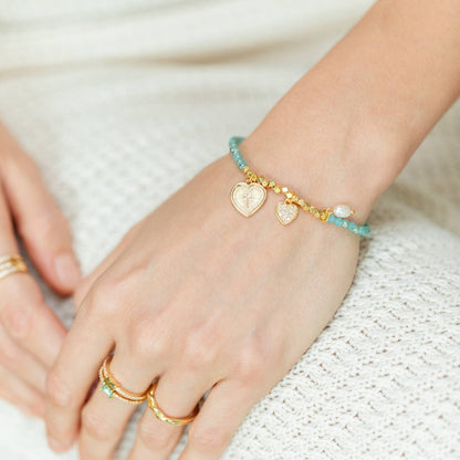 Pulsera elástica Splendid Iris con cruz y corazón