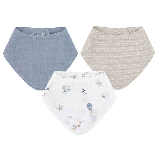 Crane Baby - Cove 3-pc. Muslin Bib Set (Sea Life)