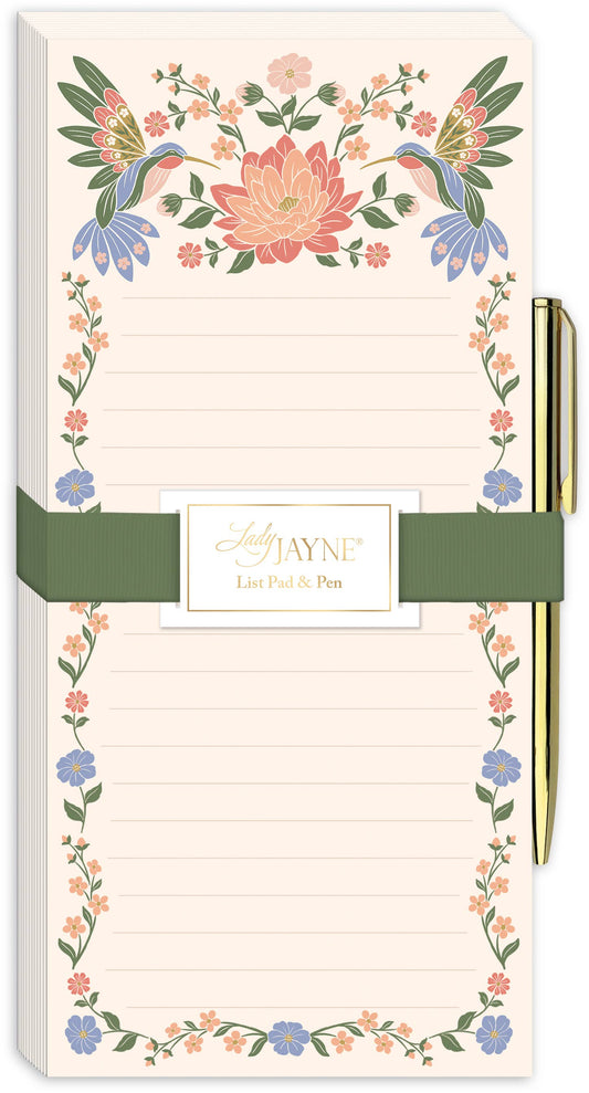 Hummingbirds Magnetic List Pad With Pen