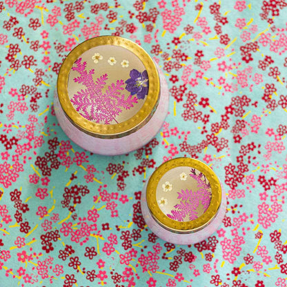 Petite Watercolor Pressed Floral Candle - Blackberry Coconut