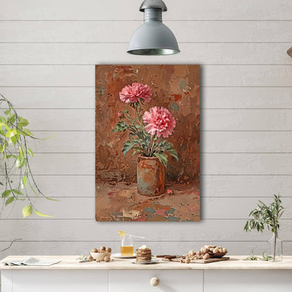 Rustic Pink Carnations Canvas Wall Art Floral Decor