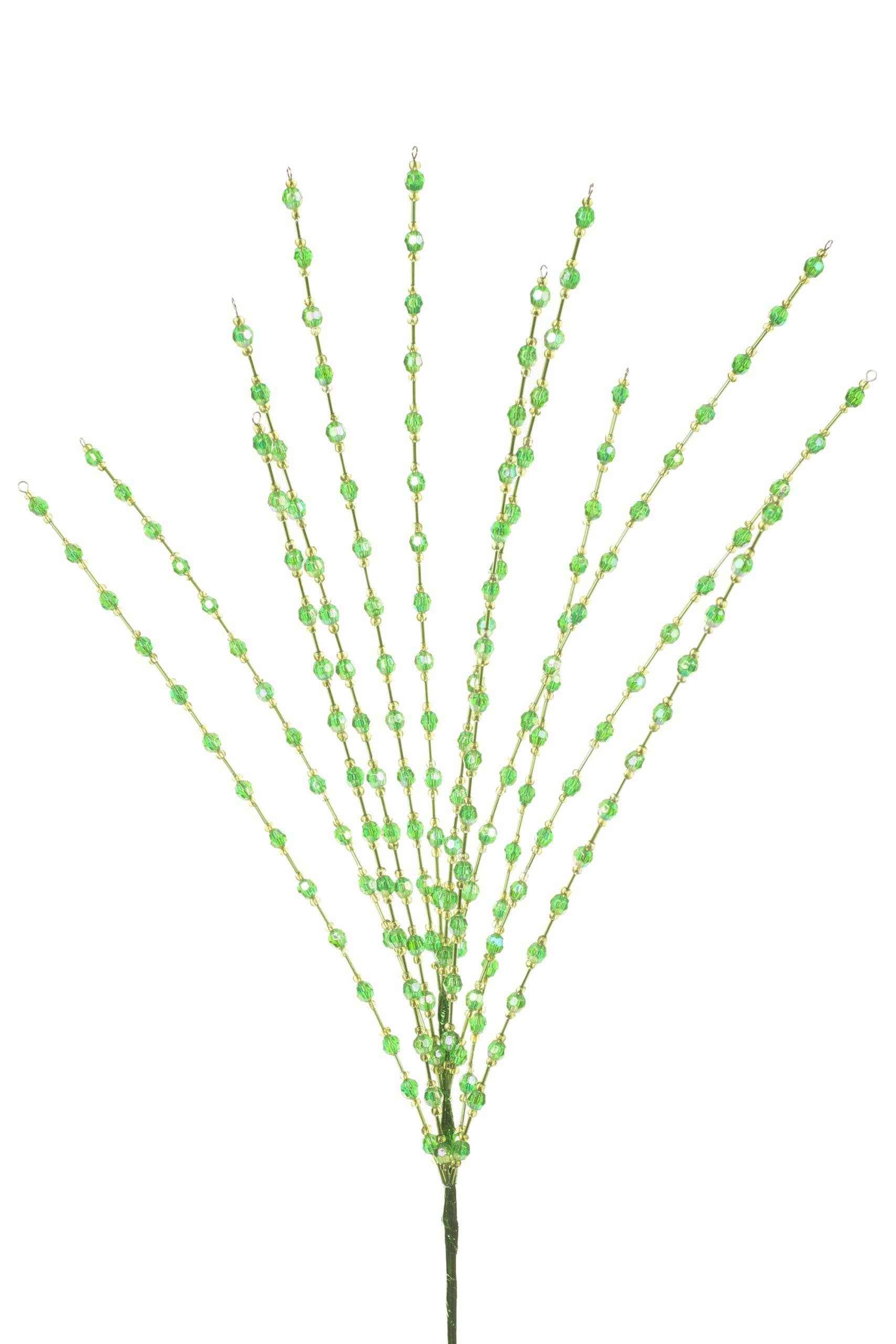 NEW-Green Beaded Tree Pick