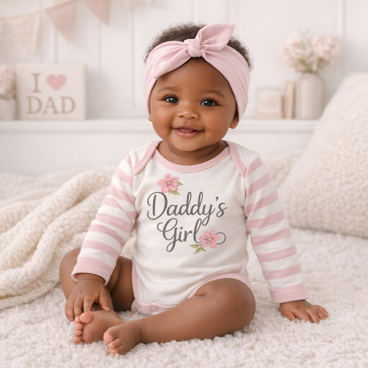 Daddy's Girl Cotton Pink Stripe Baby Girl Bodysuit