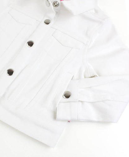 Girls White Stretch Denim Jacket
