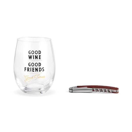 Friends Wine Glass & Corkscrew Set