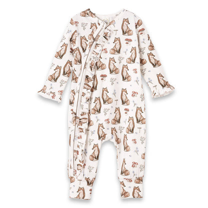 Harvest Fox Ruffle Zipper Romper
