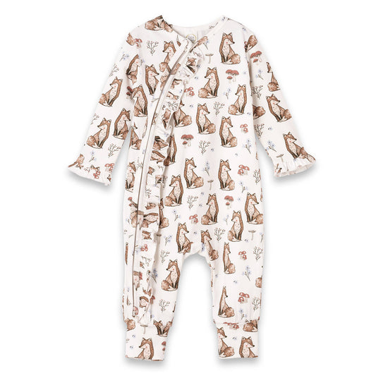Harvest Fox Ruffle Zipper Romper
