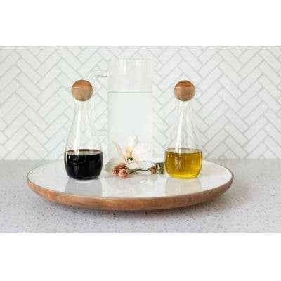 Wood + White Acacia Wood Lazy Susan, 16 inches