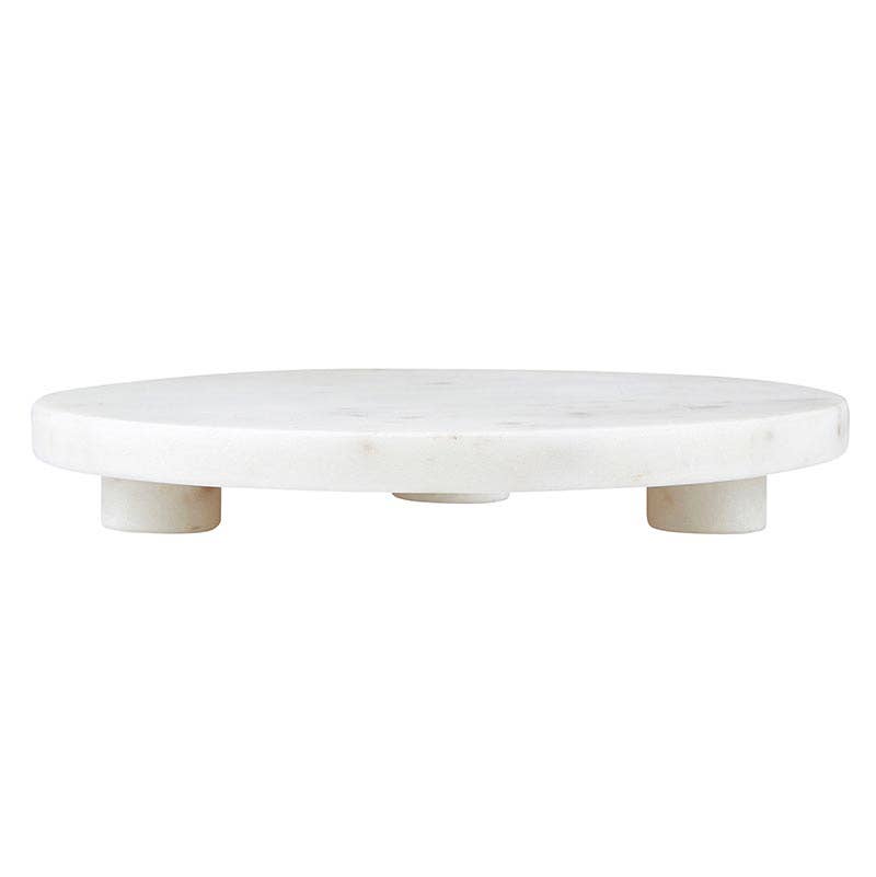 White Marble Footed Tray - 8" Dia