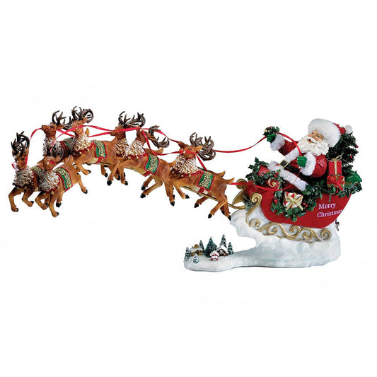 Kurt S. Adler, Inc. - 24"MUSICAL SANTA W/8 REINDEER 2PC