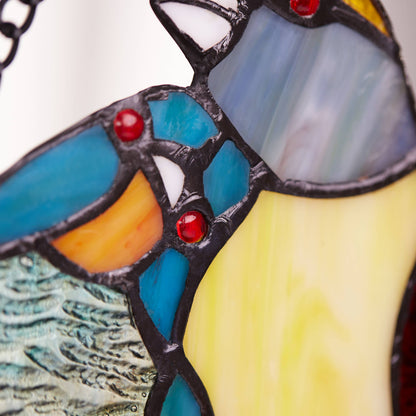 15"W Birds in Love Stained Glass Window Panel
