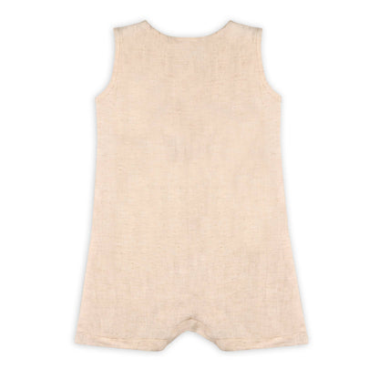 Viverano Organics - Parker Embroidered Sailboat Pocket Baby Romper (Linen Blend)