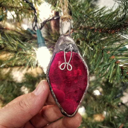 Hand Crafted Stained Glass Red Vintage Bulb Ornament