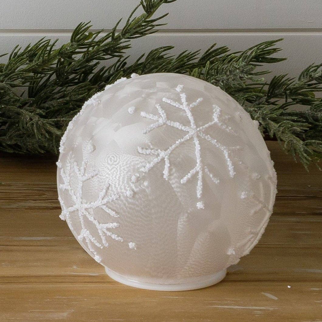 Lighted Glass Ball - Snowflakes