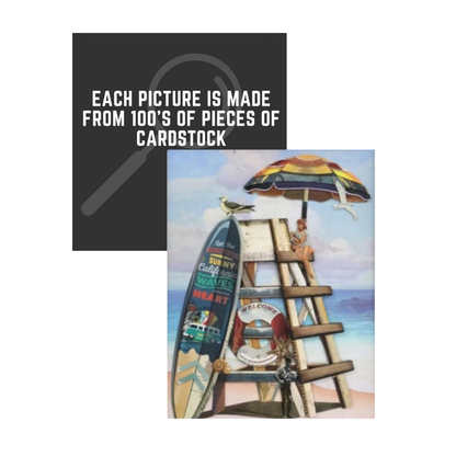 3D Collage Art | Lifeguard Tower (36"x29")