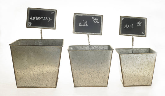Galvanized Tin Flower Pots (set of 3)