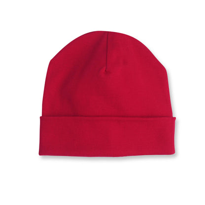 Baby's Red & Green Cotton Hats: Red Thin Stripes