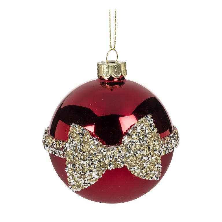 Ball with Jewelled Bow Christmas Ornament