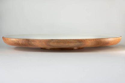 Wood + White Acacia Wood Lazy Susan