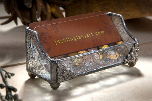 Stained Glass Office Decor For Women | Vintage Card Holder
