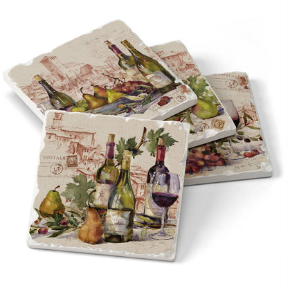 Wine Tableau 4pk Assorted Tumbled Tile Coasters