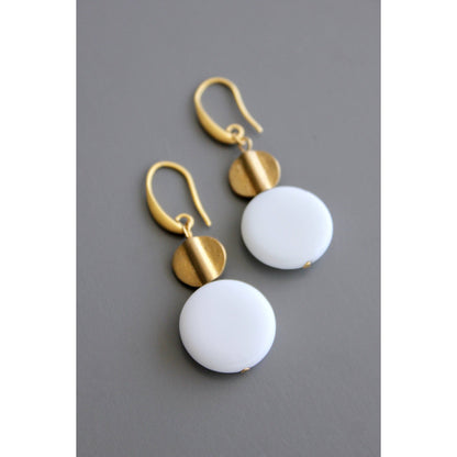 White agate and brass earrings