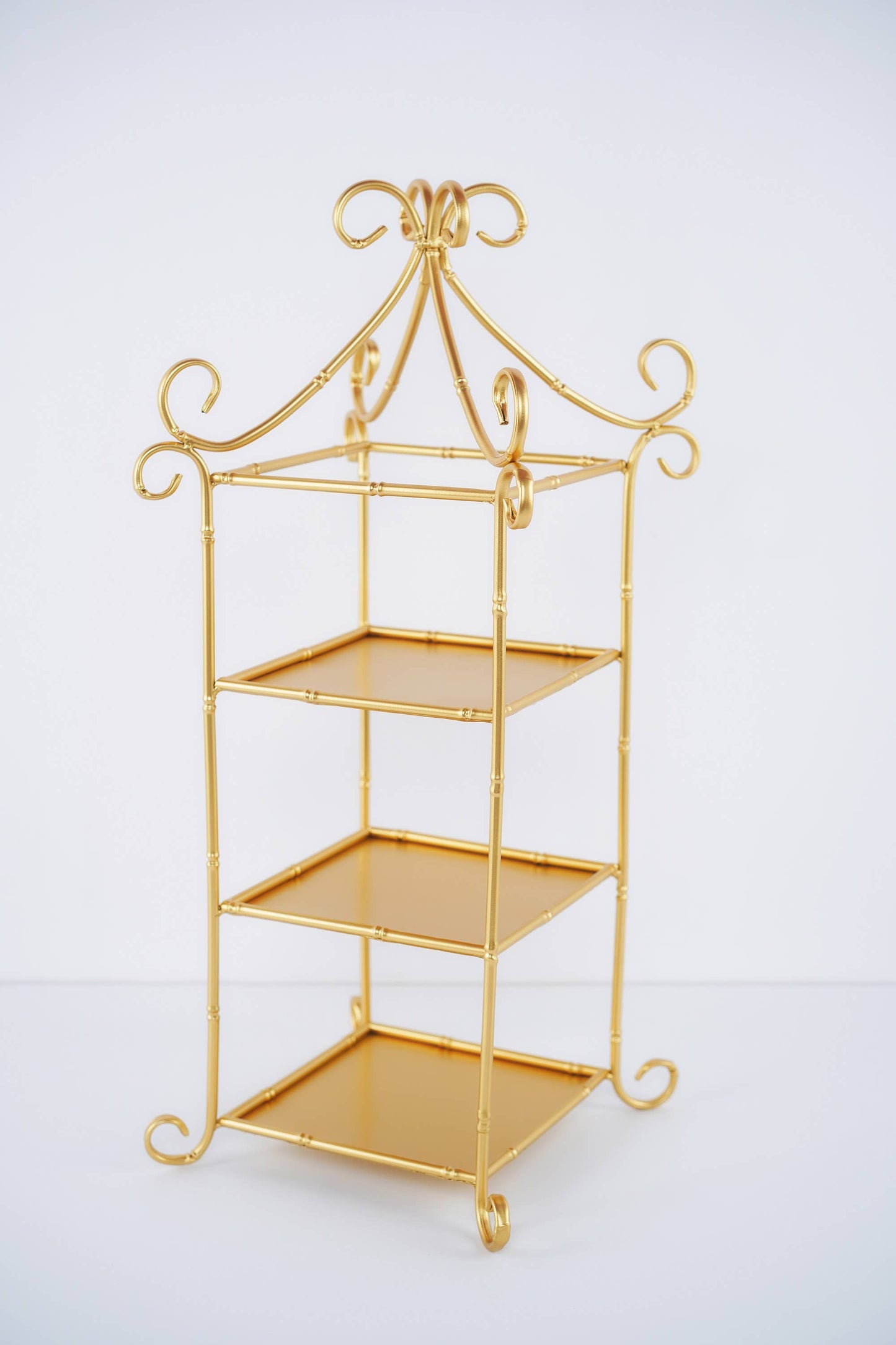 23.75in Gold Metal Bamboo Table