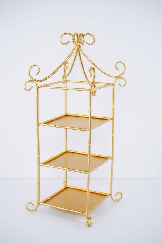 23.75in Gold Metal Bamboo Table