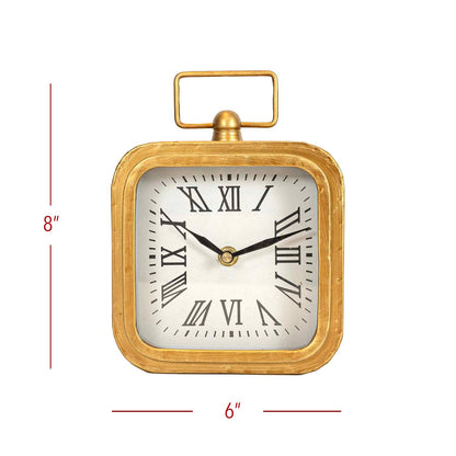 Rounded Brass Tabletop Clock With Handle And Glass