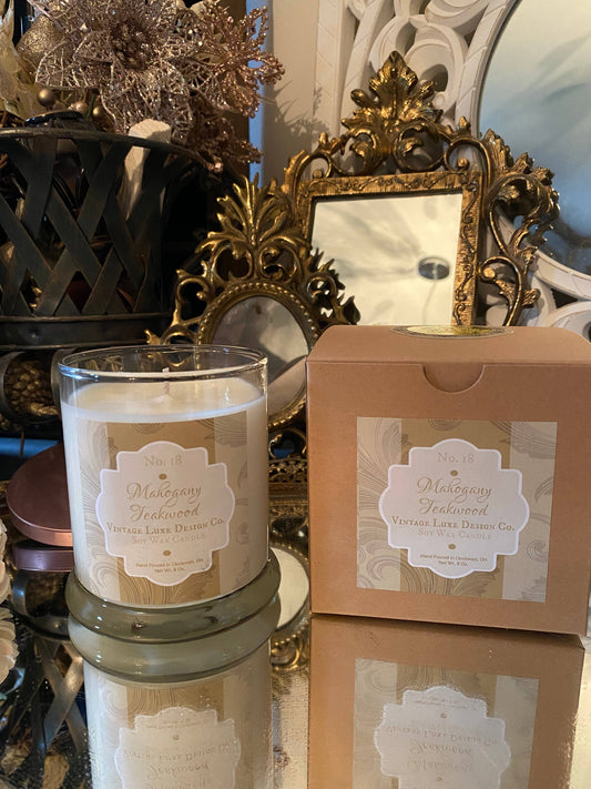 Cera de soya con aroma a caoba y madera de teca