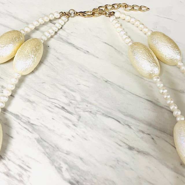 Anita K By Blushing Pink - 2 Strand Freshwater Pearl & Brushed Resin Oval