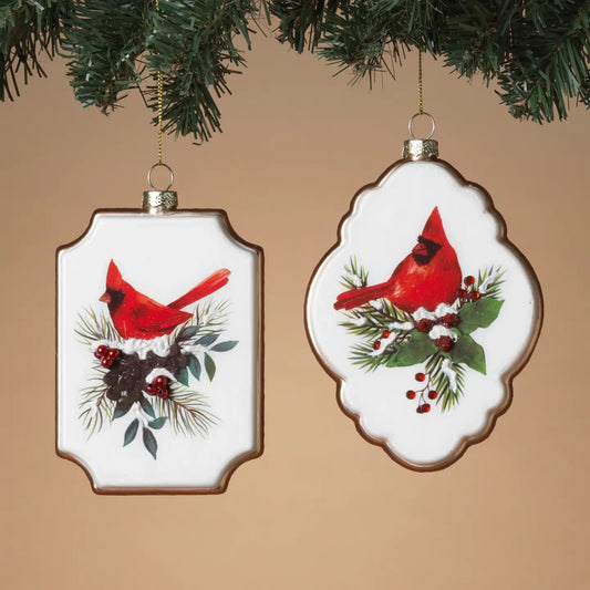 Adorno navideño de cristal con diseño de cardenal, 12 cm de alto, formas variadas.