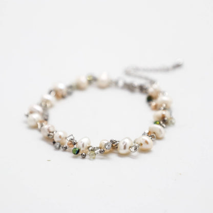 Bracelet Freshwater Pearl Lt Multicolored Glass 7”w/2” extension
