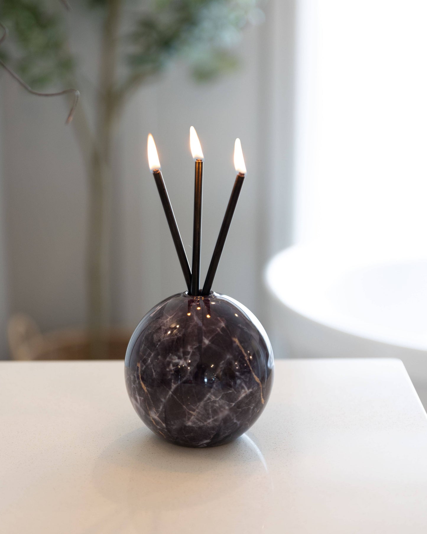 Neva Charcoal Marble Vase for Everlasting Candles