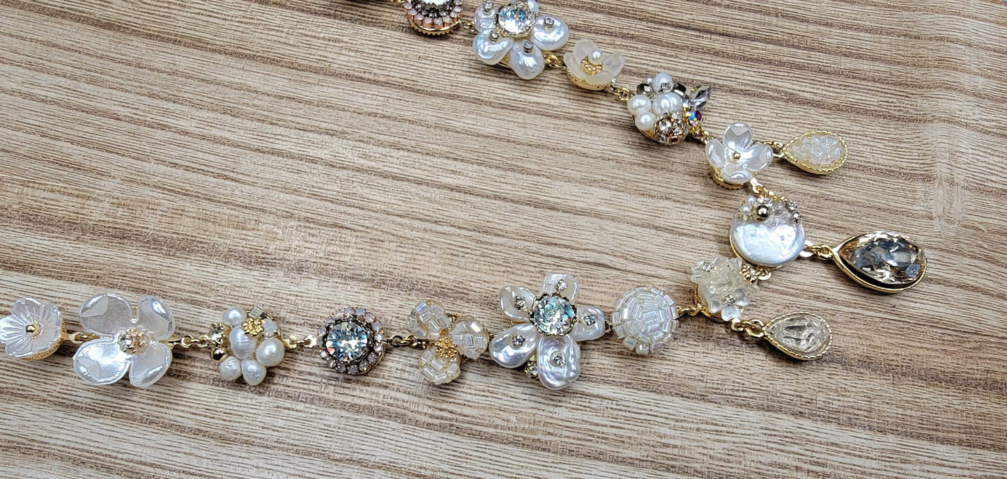 Handmade Necklace-Pearl and Crystal Beads