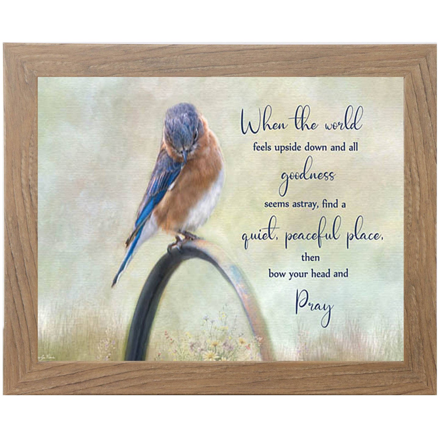 Pray by artist Robin-Lee Viera Blue Bird Floral Spring Art