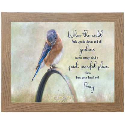 Pray by artist Robin-Lee Viera Blue Bird Floral Spring Art