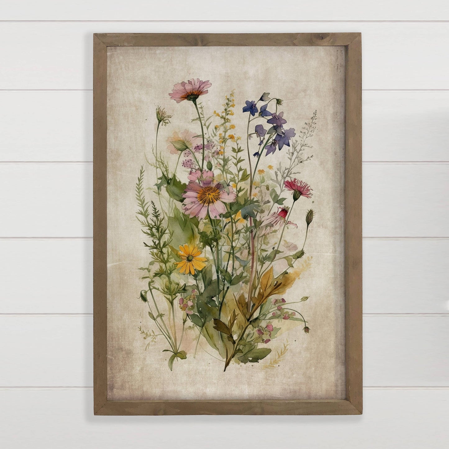 Gathered Wildflowers - Framed Flower Canvas Art -