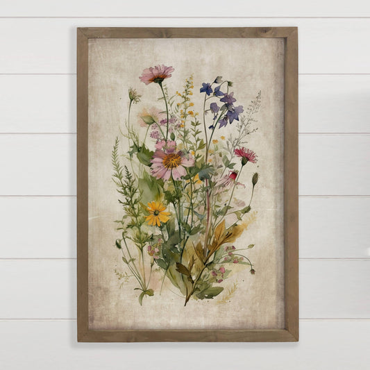 Gathered Wildflowers - Framed Flower Canvas Art -