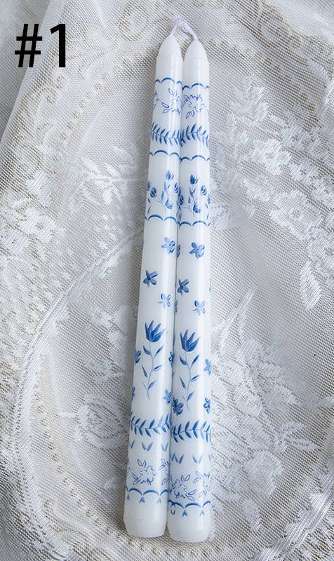 Blue and White Porcelain Smokeless Taper Candle