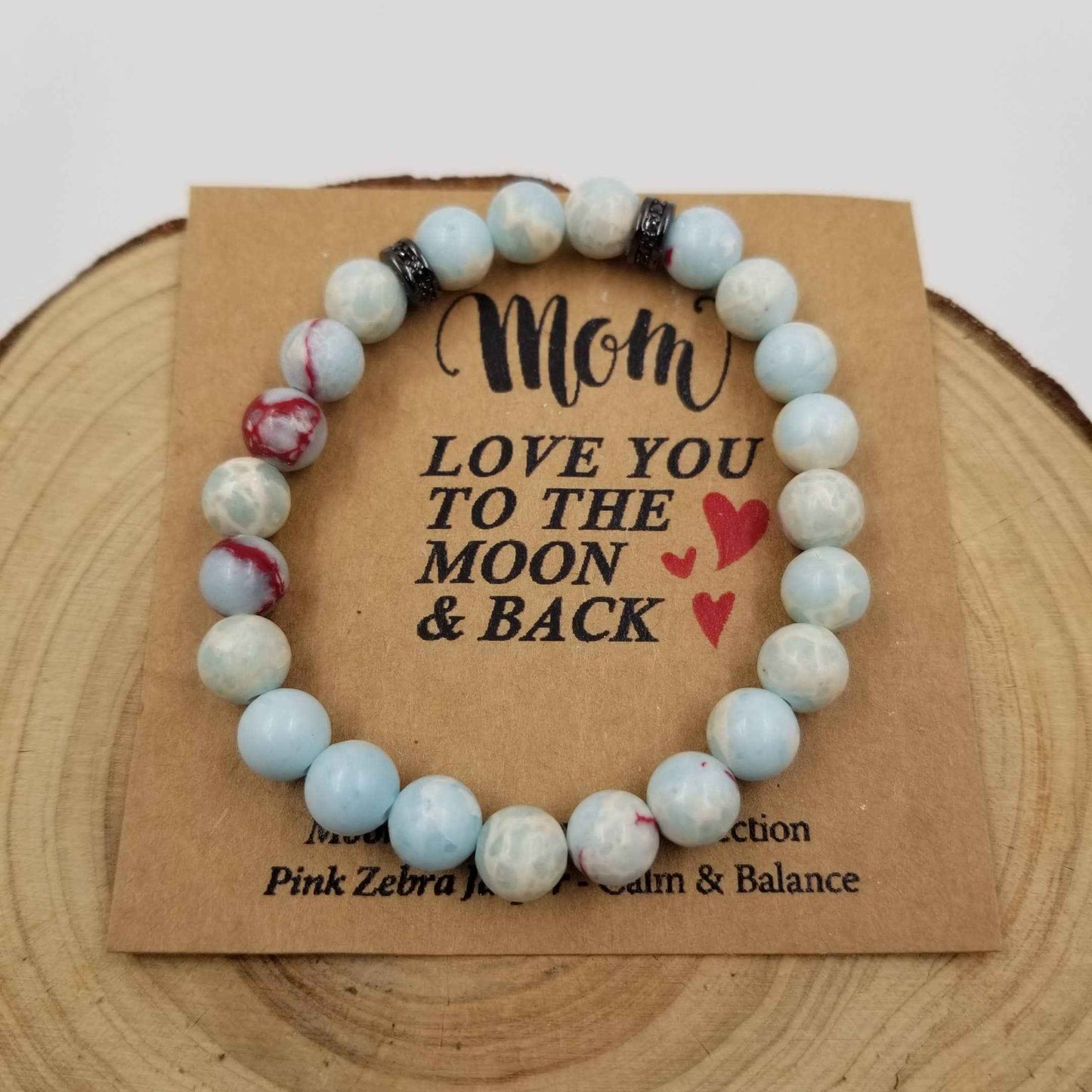 Natural Stone Bracelet - Mother's Day Gift with Card: Green