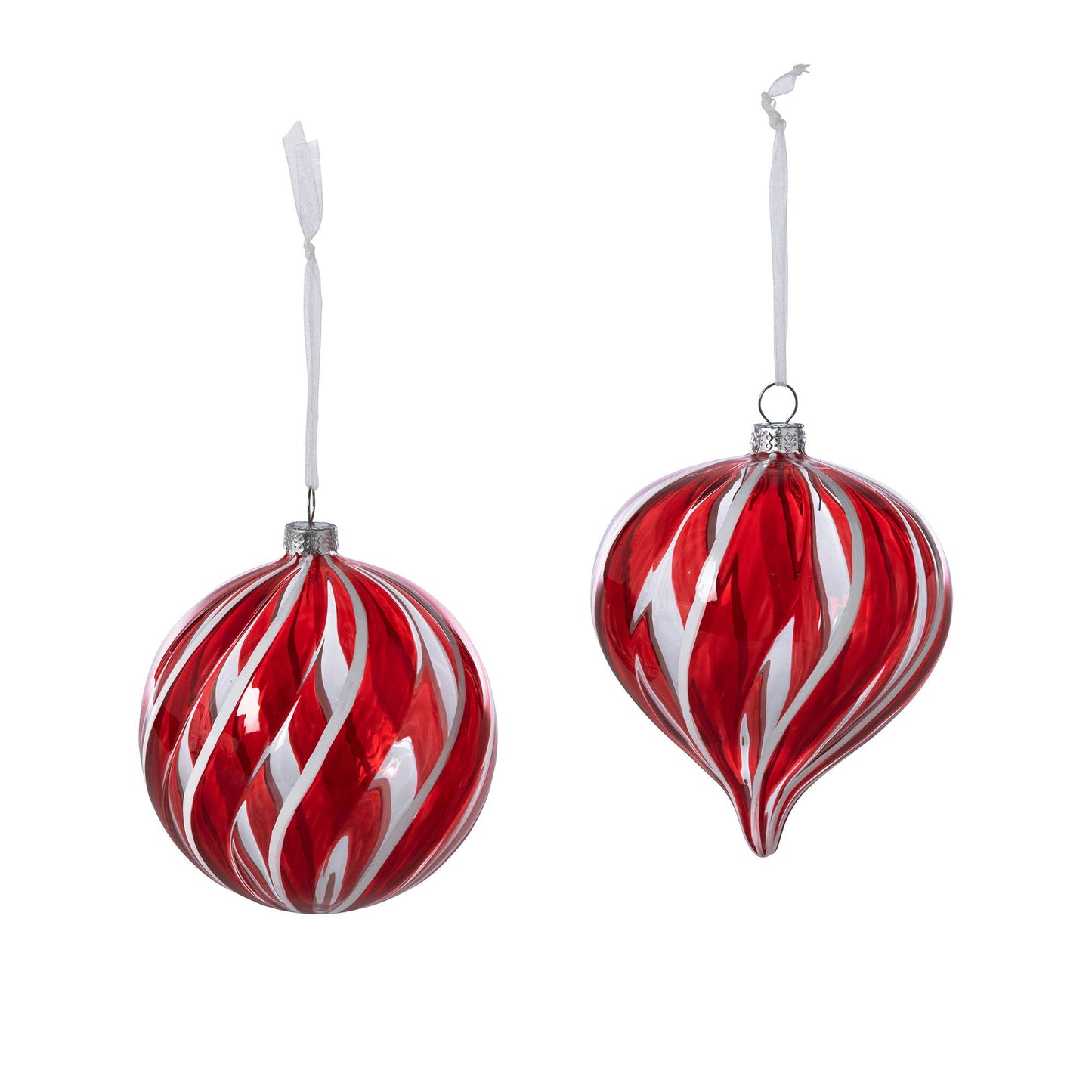 Park Hill Collection Peppermint Striped Glass Ball/Onion Orn